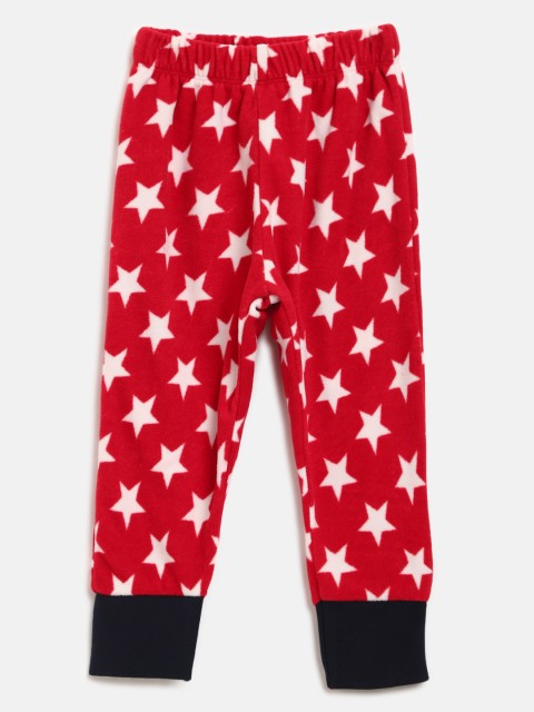 

CrayonFlakes Girls Red & White Star Print Fleece Lounge Joggers