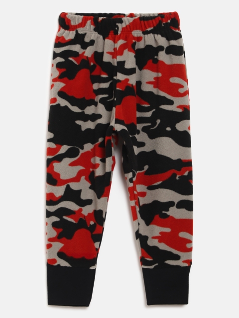 

CrayonFlakes Girls Grey & Red Camouflage Print Fleece Lounge Joggers