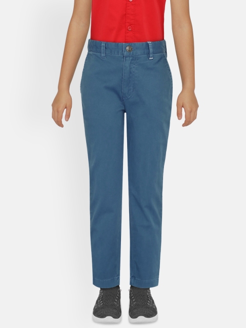 

UNDER FOURTEEN ONLY Boys Blue Regular Fit Solid Trousers