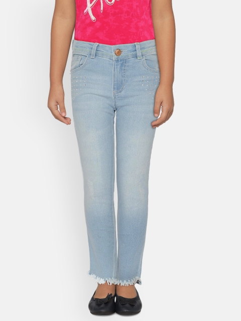 

UNDER FOURTEEN ONLY Girls Blue Regular Fit Mid-Rise Clean Look Jeans
