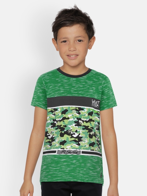 

UNDER FOURTEEN ONLY Boys Green Printed Round Neck T-shirt