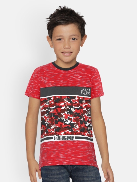 

UNDER FOURTEEN ONLY Boys Red Printed Round Neck T-shirt