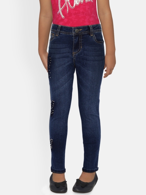 

UNDER FOURTEEN ONLY Girls Navy Blue Regular Fit Mid-Rise Clean Look Jeans