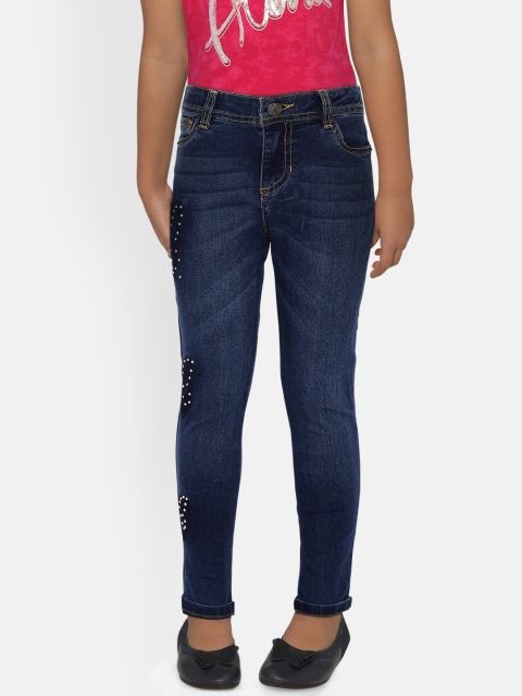 

UNDER FOURTEEN ONLY Girls Navy Blue Regular Fit Mid-Rise Clean Look Jeans