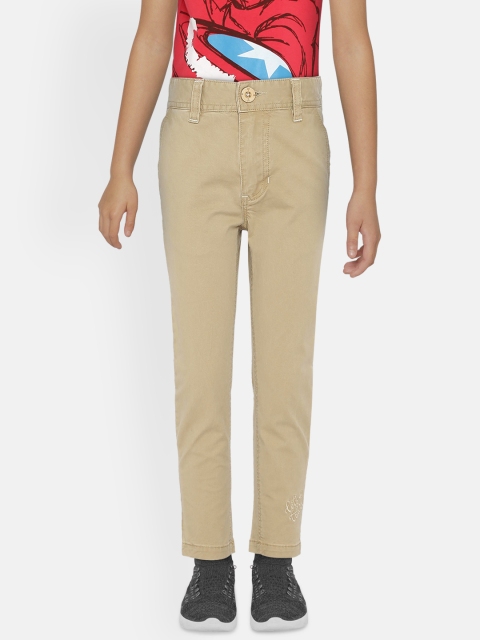 

UNDER FOURTEEN ONLY Boys Beige Regular Fit Solid Chinos