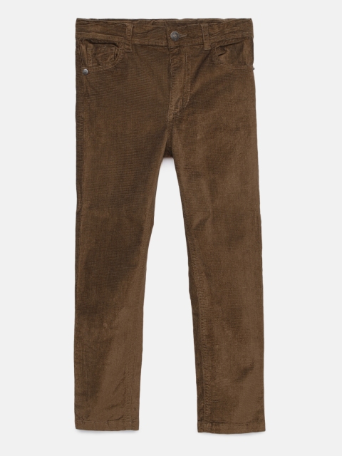 

UNDER FOURTEEN ONLY Boys Brown Regular Fit Self Design Trousers