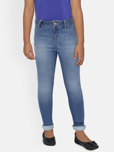 

UNDER FOURTEEN ONLY Girls Blue Regular Fit Mid-Rise Clean Look Jeans