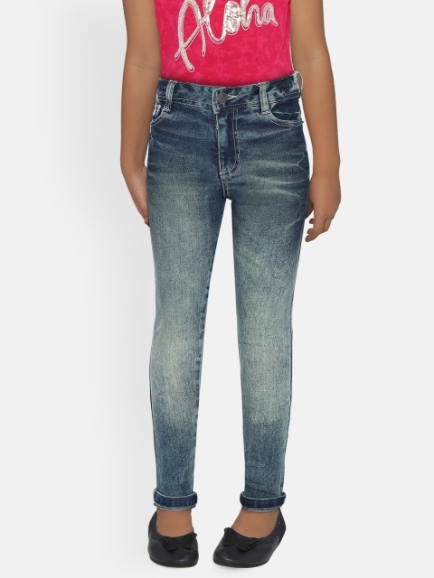 

UNDER FOURTEEN ONLY Girls Blue Regular Fit Mid-Rise Clean Look Jeans
