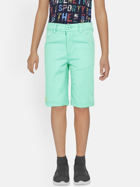 

UNDER FOURTEEN ONLY Boys Green Solid Regular Fit Three-Fourth Shorts