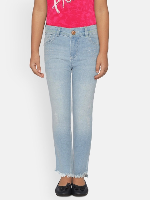 

UNDER FOURTEEN ONLY Girls Blue Regular Fit Mid-Rise Clean Look Jeans