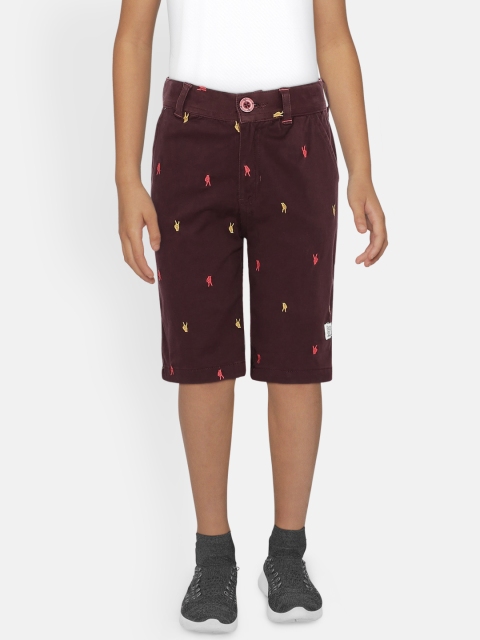 

UNDER FOURTEEN ONLY Boys Rust-Brown Solid Regular Fit Regular Shorts