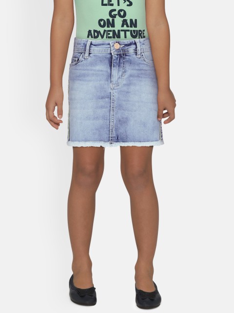 

UNDER FOURTEEN ONLY Girls Blue Washed Denim Skirt