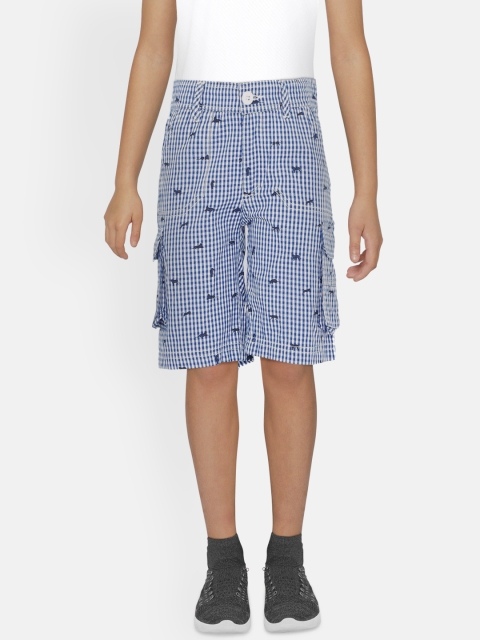 

UNDER FOURTEEN ONLY Boys Blue Printed Regular Fit Cargo Shorts