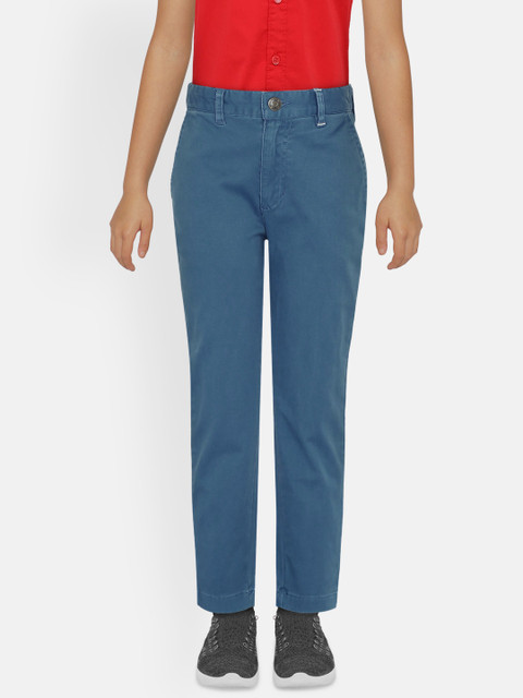 

UNDER FOURTEEN ONLY Boys Blue Regular Fit Solid Trousers