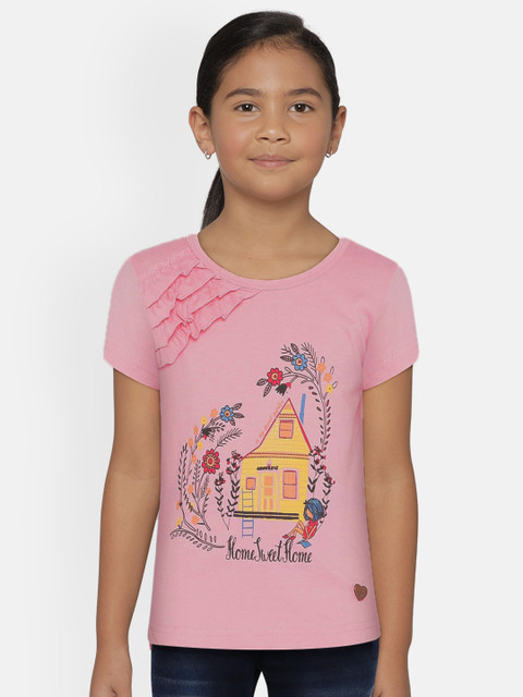 

UNDER FOURTEEN ONLY Girls Pink Printed Top