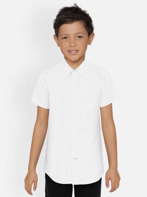 

UNDER FOURTEEN ONLY Boys White Regular Fit Printed Casual Shirt