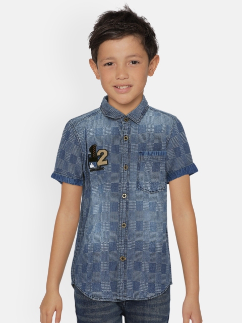 

UNDER FOURTEEN ONLY Boys Blue Regular Fit Faded Casual Shirt