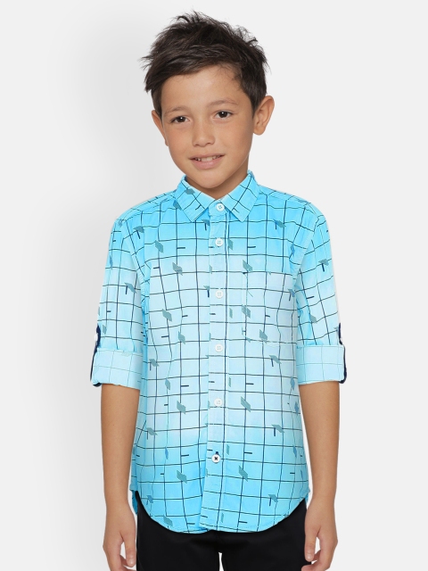 

UNDER FOURTEEN ONLY Boys Blue & Black Regular Fit Checked Casual Shirt