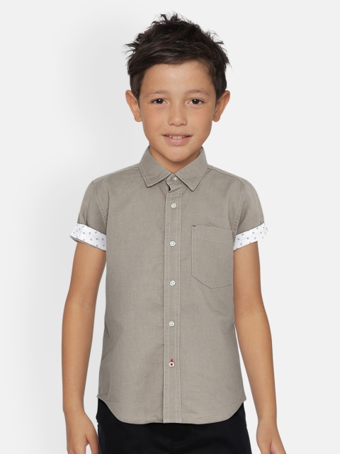 

UNDER FOURTEEN ONLY Boys Khaki Regular Fit Solid Casual Shirt