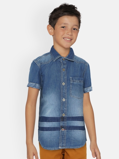 

UNDER FOURTEEN ONLY Boys Blue Regular Fit Faded Casual Shirt