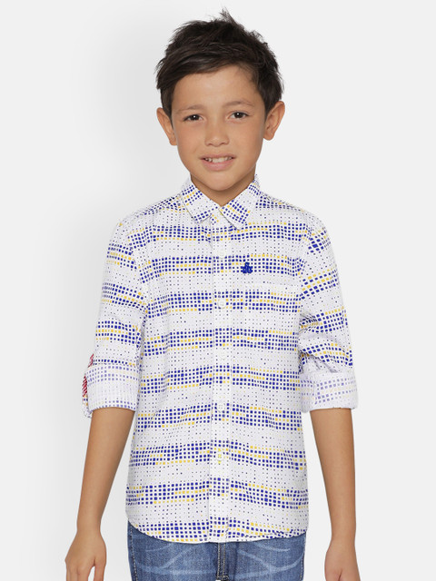 

UNDER FOURTEEN ONLY Boys Yellow & Blue Regular Fit Printed Casual Shirt