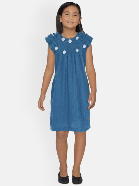 

UNDER FOURTEEN ONLY Girls Blue Solid A-Line Dress