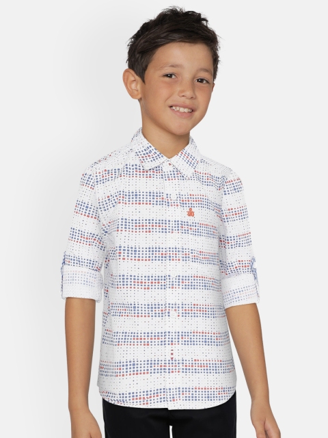 

UNDER FOURTEEN ONLY Boys White & Red Regular Fit Printed Casual Shirt