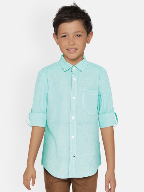 

UNDER FOURTEEN ONLY Boys Green Regular Fit Solid Casual Shirt