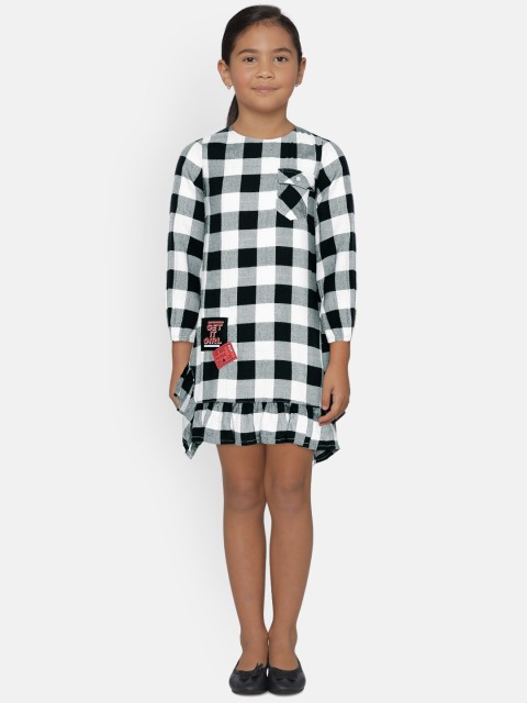 

UNDER FOURTEEN ONLY Girls Black & White Checked A-Line Dress