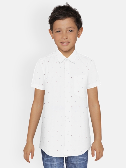 

UNDER FOURTEEN ONLY Boys White Regular Fit Printed Casual Shirt