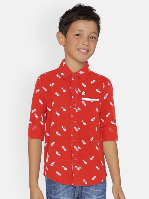 

UNDER FOURTEEN ONLY Boys Orange Regular Fit Printed Casual Shirt