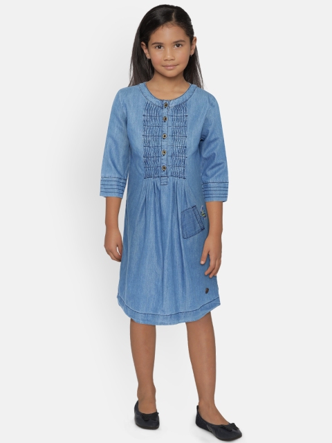 

UNDER FOURTEEN ONLY Girls Blue Solid A-Line Dress