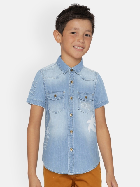 

UNDER FOURTEEN ONLY Boys Blue Regular Fit Faded Casual Shirt