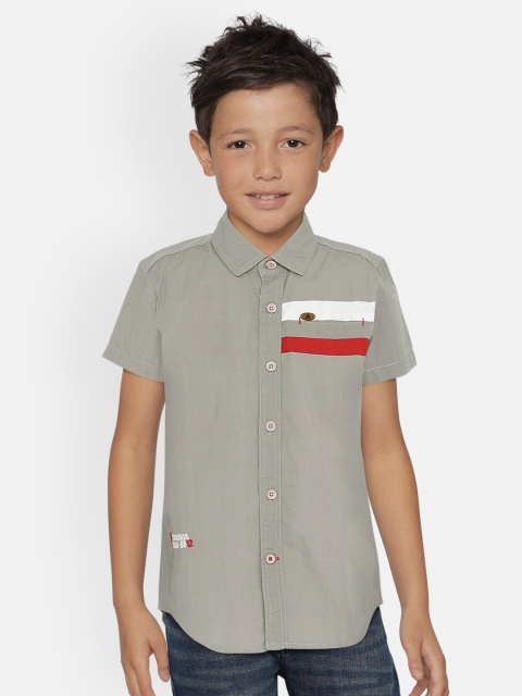 

UNDER FOURTEEN ONLY Boys Grey Regular Fit Solid Casual Shirt