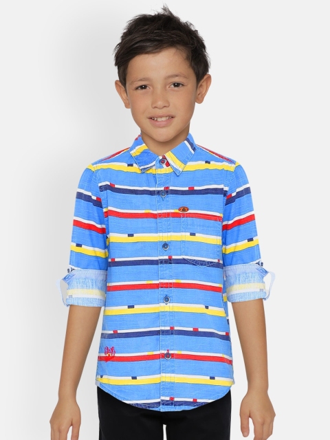 

UNDER FOURTEEN ONLY Boys Blue Regular Fit Printed Casual Shirt