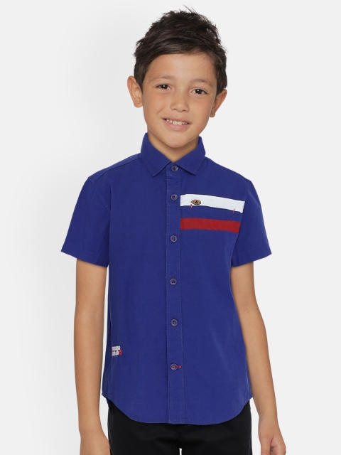 

UNDER FOURTEEN ONLY Boys Blue Regular Fit Solid Casual Shirt