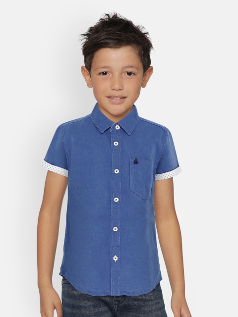 

UNDER FOURTEEN ONLY Boys Blue Regular Fit Solid Casual Shirt