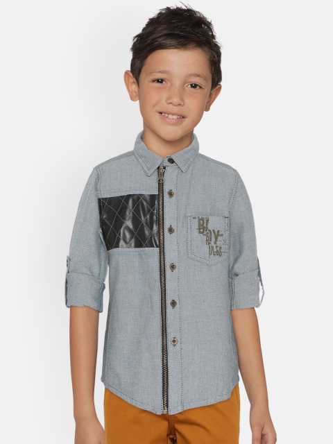 

UNDER FOURTEEN ONLY Boys Grey Regular Fit Solid Casual Shirt