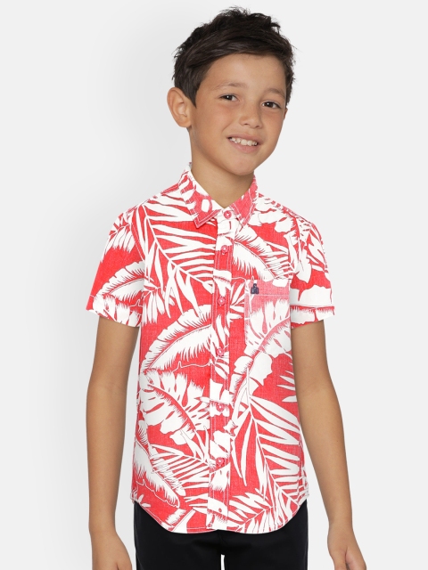 

UNDER FOURTEEN ONLY Boys Red & White Regular Fit Printed Casual Shirt