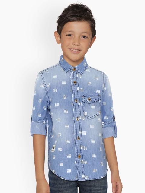 

UNDER FOURTEEN ONLY Boys Blue Regular Fit Faded Casual Shirt