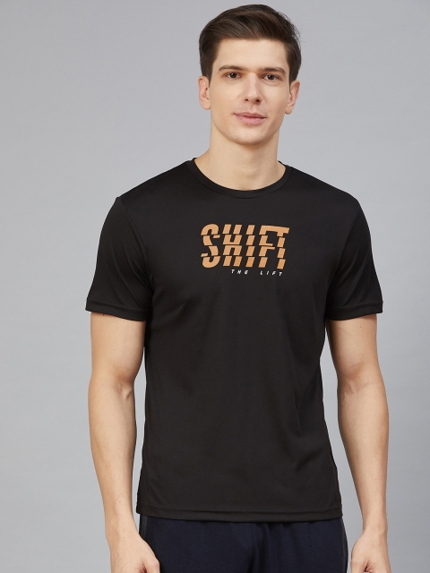 

Alcis Men Black & Coral Orange Printed Round Neck T-shirt