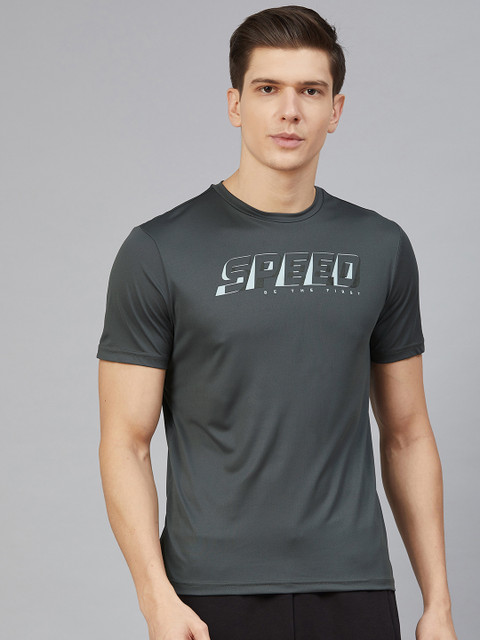 

Alcis Men Charcoal Grey Printed Round Neck T-shirt