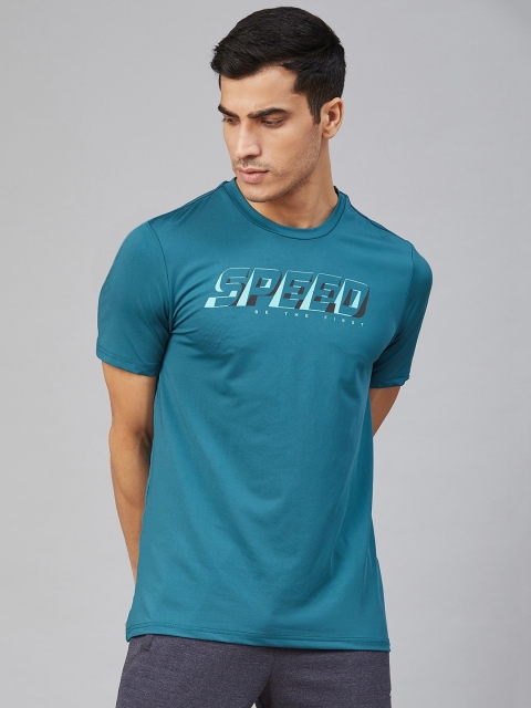 

Alcis Men Teal Blue Printed Round Neck T-shirt