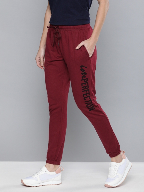 

Mast & Harbour Women Maroon Slim Fit Printed Joggers
