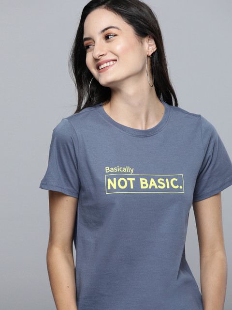 

Mast & Harbour Women Blue Printed Round Neck T-shirt