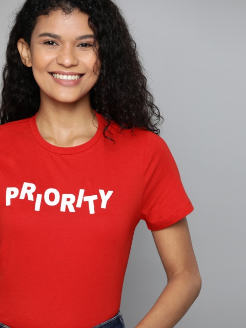 

Mast & Harbour Women Red Printed Round Neck T-shirt