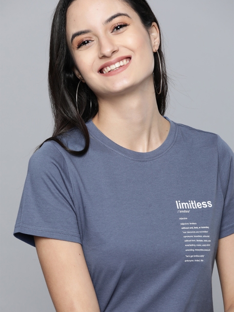 

Mast & Harbour Women Blue & White Printed Round Neck T-shirt