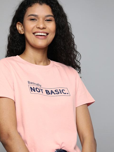 

Mast & Harbour Women Pink Printed Round Neck T-shirt