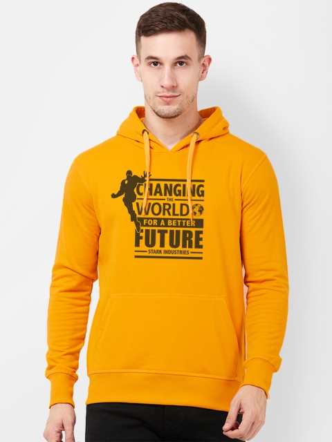 

Free Authority Men Yellow Iron Man Print Hooded Sweatshirt