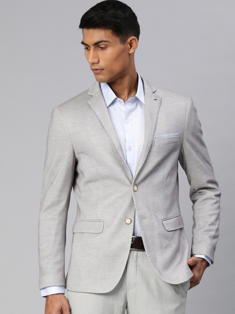 

Arrow Men Grey Solid Super Slim Fit Single-Breasted Formal Blazer